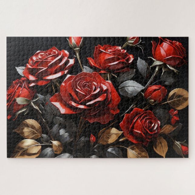 Elegant Red Roses  Jigsaw Puzzle (Horizontal)