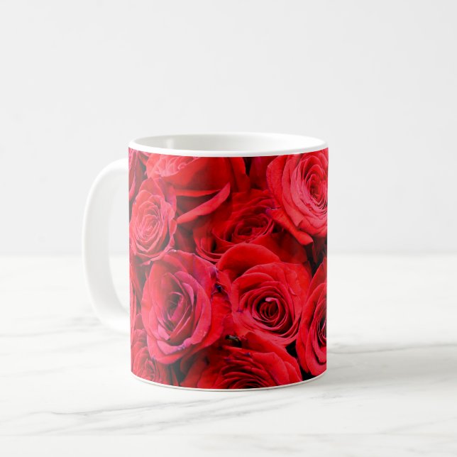 Elegant Red Roses red floral  Coffee Mug (Front Left)