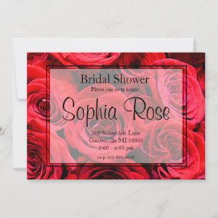 Elegant red roses red flowers red floral invitation