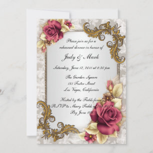 Elegant Red Roses Rehearsal Dinner Invitation