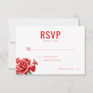 Elegant Red Roses RSVP Card