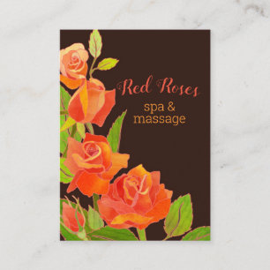 Elegant Red Roses Spa Therapist Business Card