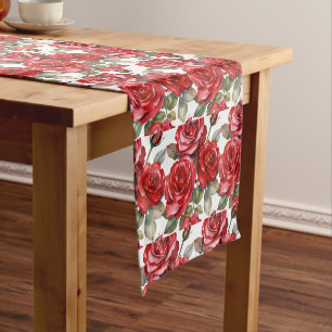 Elegant Red Roses Table Runner