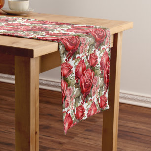 Elegant Red Roses Table Runner