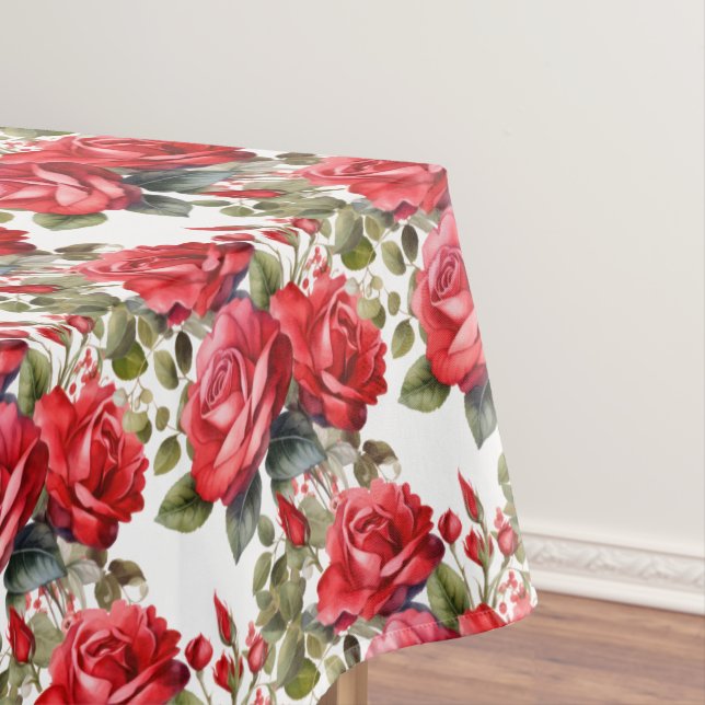 Elegant Red Roses Tablecloth (In Situ)