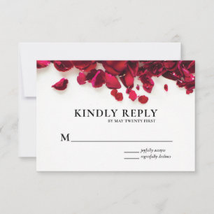 Elegant Red Roses Wedding RSVP Card