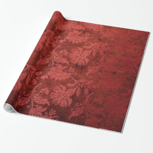 Elegant red royal damask floral pattern wrapping paper