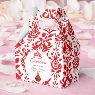 Elegant Red Royal Quinceañera Favor Box
