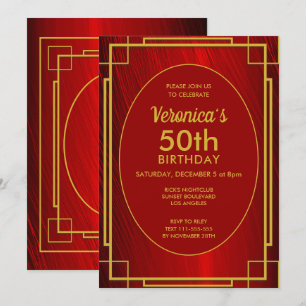Elégant Red Satin 50e anniversaire Invitation