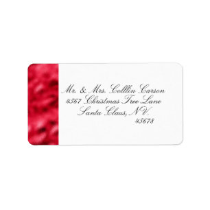 Elegant Red Satin Metallic Script Name Address Label