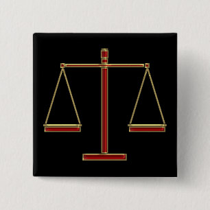 Elegant Red Scales of Justice   Law 2 Inch Square Button