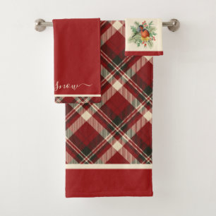 Elégant Red Scottish Plaid Vintage Bullfinch