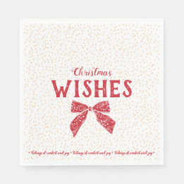 Elegant Red Script Christmas Wishes Napkin