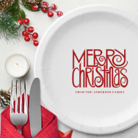 Elegant Red Script Merry Christmas Custom