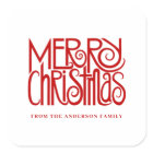 Elegant Red Script Merry Christmas Custom