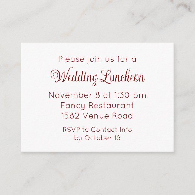 Elegant Red Script Wedding Event Invitation (Front)