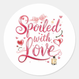 Elegant Red Script with Champagne Classic Round Sticker