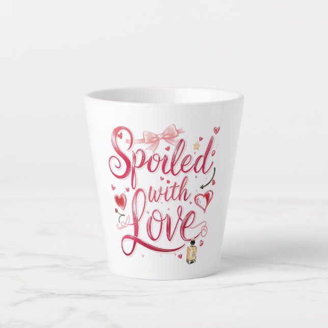 Elegant Red Script with Champagne Latte Mug (Front)