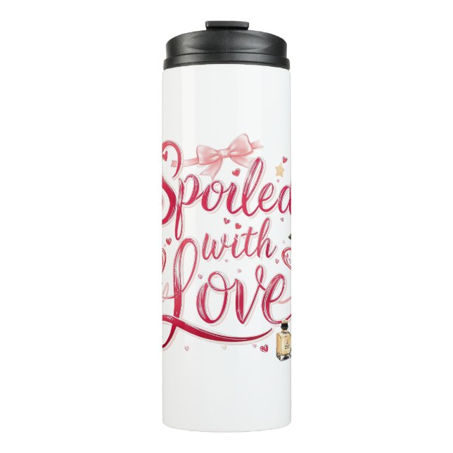 Elegant Red Script with Champagne Thermal Tumbler (Front)