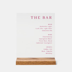 Elegant Red Serif Bar Menu Acrylic Sign