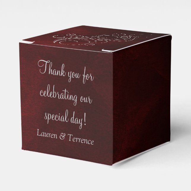 Elegant Red Silver Wedding Favor Box (Front Side)