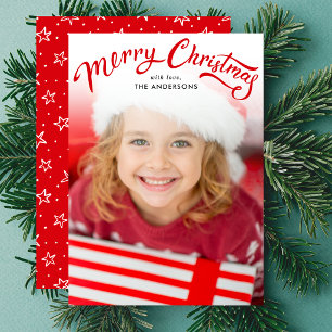 Elegant Red Simple Merry Christmas Photo Holiday Card