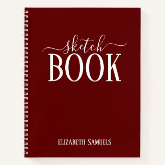Elegant Red Sketch Book with name gift for her