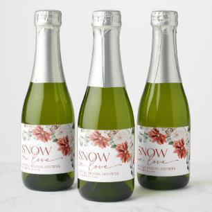 Elegant Red Snow in Love Winter Bridal Shower Sparkling Wine Label