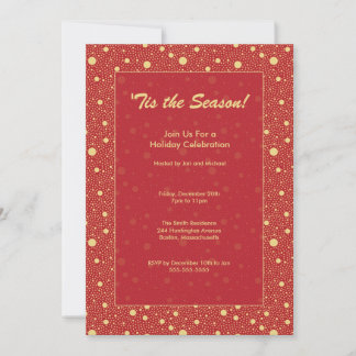 Elegant Red Snowflake Holiday Party Invitation