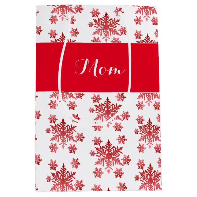Elegant Red Snowflake Medium Gift Bag (Front)