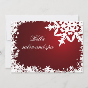 elegant red snowflakes Business Thank You Cards