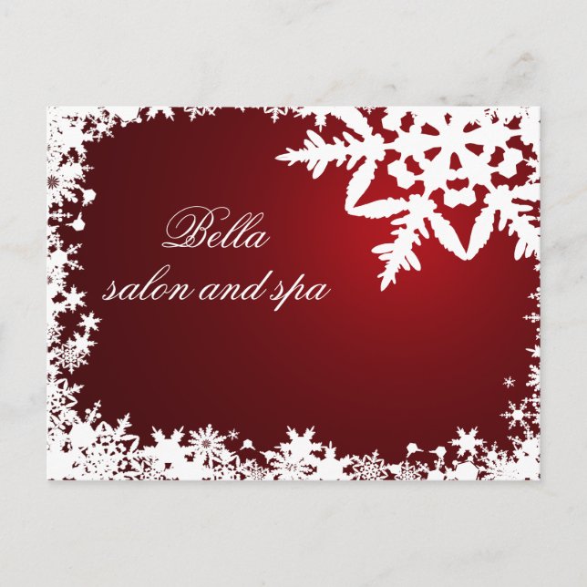 elegant red snowflakes business ThankYou Cards (Front)