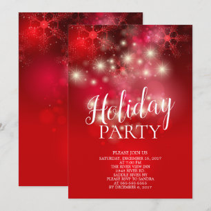 Élégant Red Snowflakes Fête Invitation