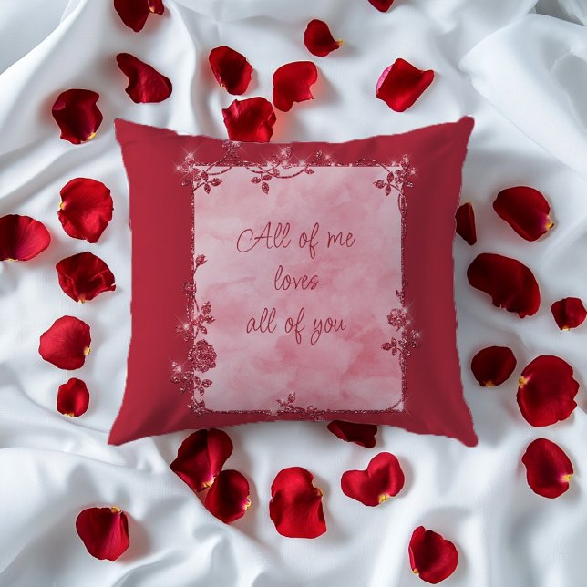 Elegant Red Sparkle Frame Valentine  Throw Pillow (Creator Uploaded)