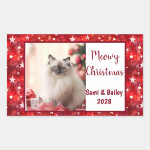 Elegant Red Stars Holiday Photo Sticker
