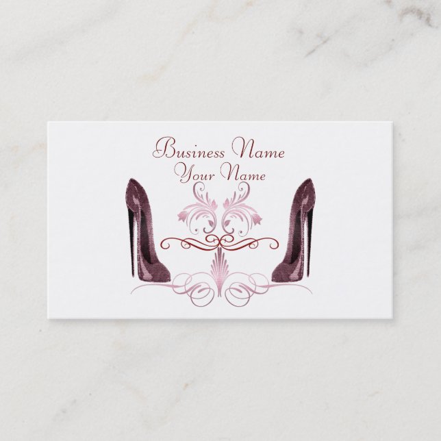 Elegant Red Stiletto Shoes Art Business Card (Front)