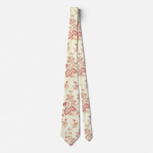 Elegant, Red Strings of Hearts   Floral Monogram Tie