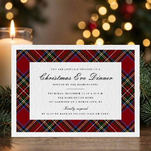Elegant Red Tartan Christmas Dinner Invitation