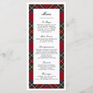 Elegant Red Tartan Christmas Dinner  Menu