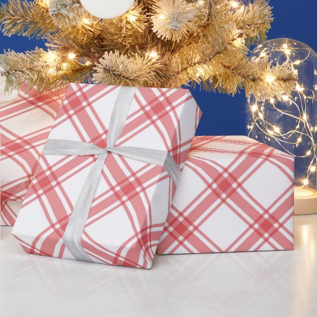 Elegant Red Tartan Plaid Chequered  Wrapping Paper (Holidays)