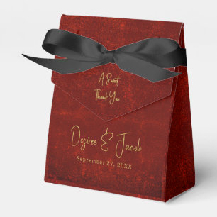 Elegant Red Texture Gold Country Rustic Christmas Favor Box