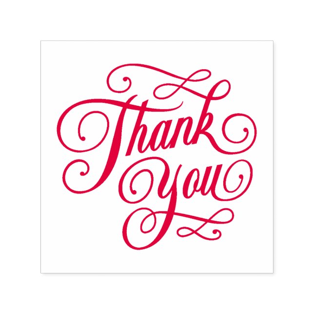 Elegant Red Thank You Script Self-inking Stamp (Design)
