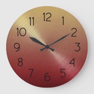 Elegant Red to Gold Ombre Gradient Large Clock