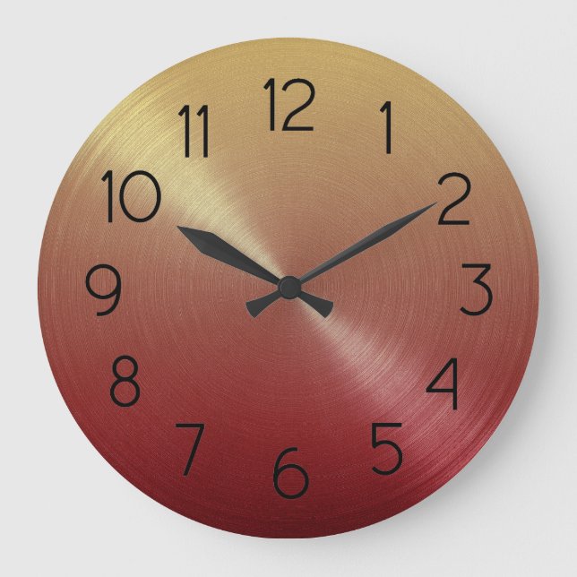 Elegant Red to Gold Ombre Gradient Large Clock (Front)