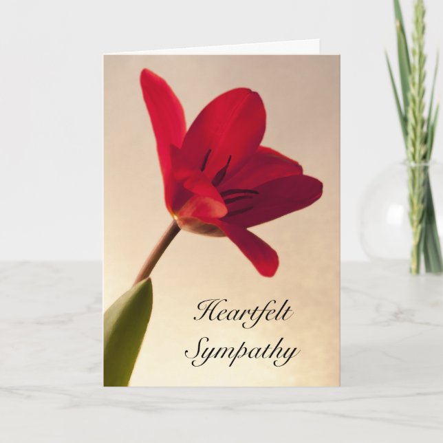 Elegant Red Tulip Sympathy Card (Front)