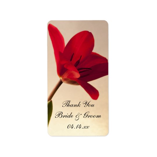 Elegant Red Tulip Wedding Thank You Favour Tags