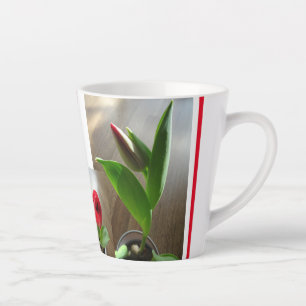 Elegant Red Tulips Design Latte Mug