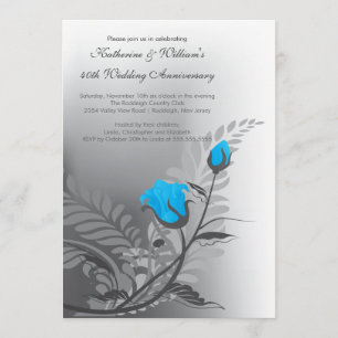 Elegant Red Turquoise Anniversary Invitation