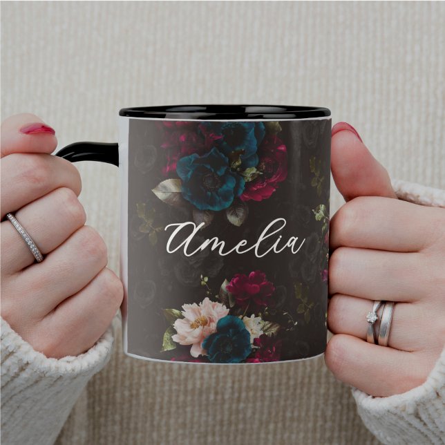 Elegant red turquoise Floral Pattern Mug (Creator Uploaded)