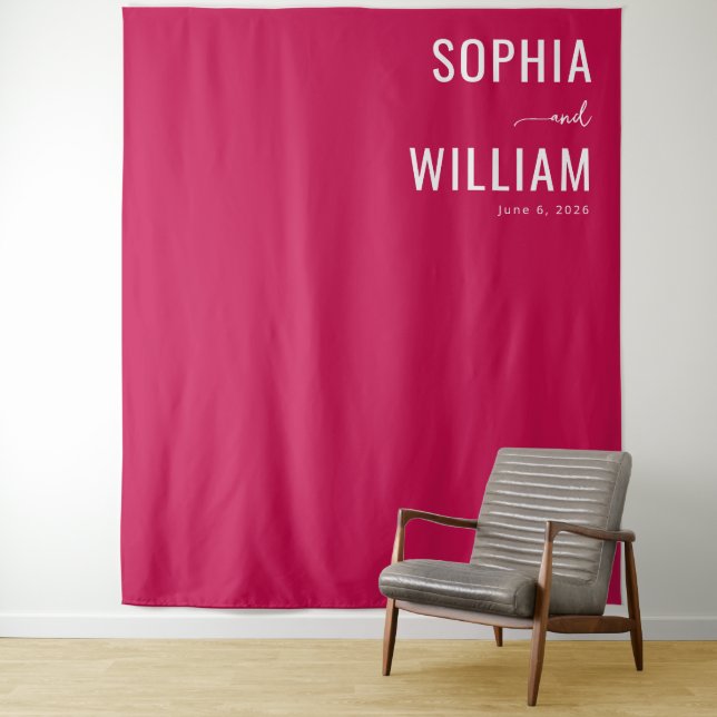 Elegant Red Typographic Banner Tapestry (In Situ)